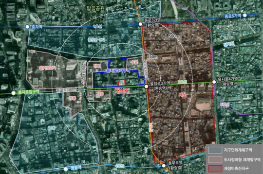 서울시 도시계획위원회가 '중구 을지로3가 5-1번지 일대 을지로3가 제9지구' 재개발구역에 대해 정비계획 변경결정안을 수정 가결, 산업특화 가로 조성 등 사업에 들어간다.[서울시 제공]